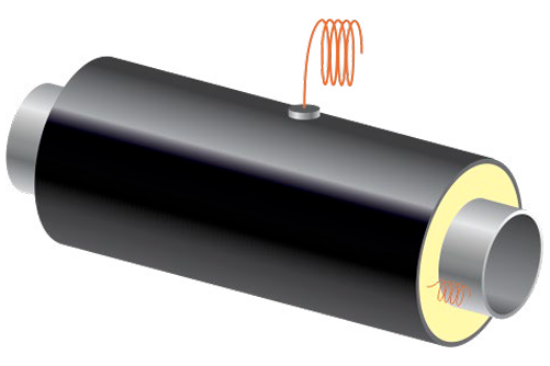 Элемент трубопровода укороченный теплогидроизолированный ППУ с кабелем вывода